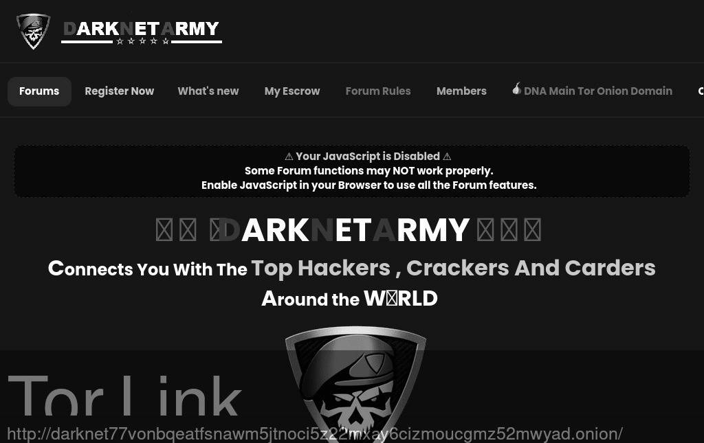 Darknet Army Forum Screenshot