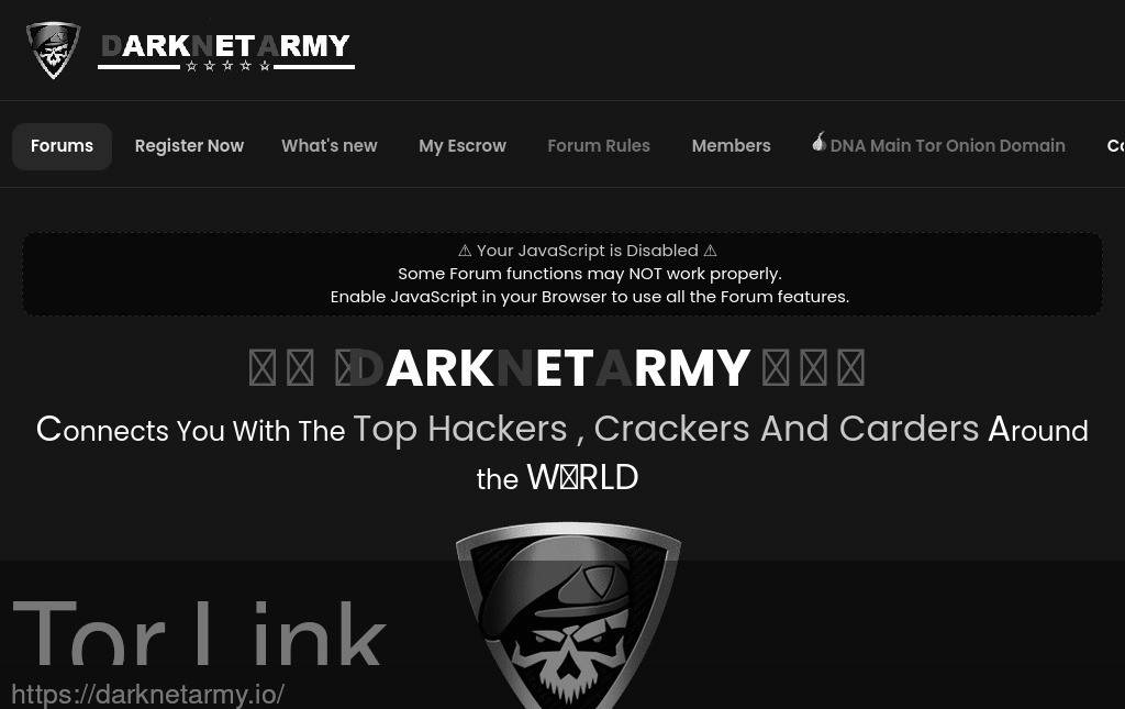 Darknet Army Forum Screenshot
