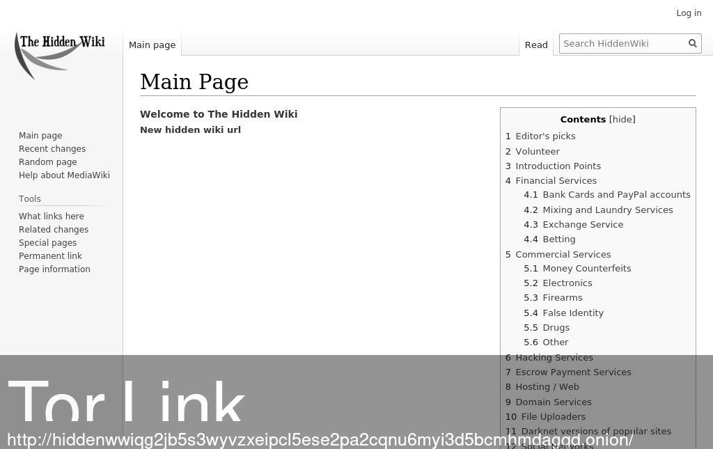 The Hidden Wiki Screenshot